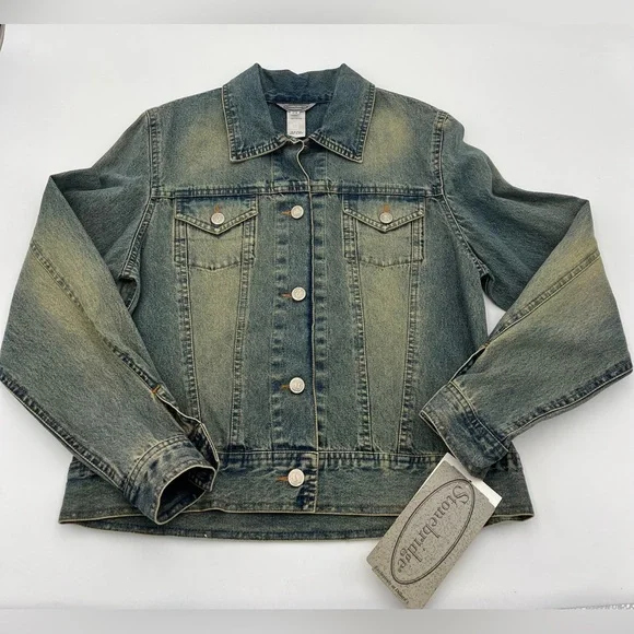 STONEBRIDGE | NWT LIGHT WASH VINTAGE DENIM JACKET 1 Size SP - Picture 1 of 7